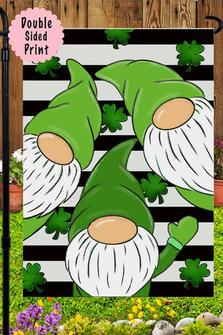 St Patrick's Day Home Decor Irish Gnomes Garden Flag