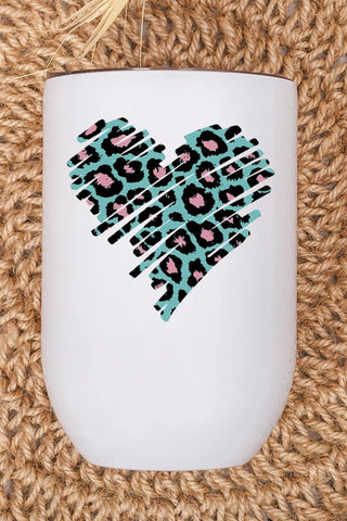 Wine Cup Teal Pink Heart Tumbler