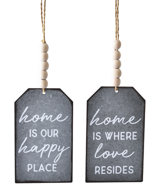 Galvanized Tags with Inspiration Text & Beaded Hanger