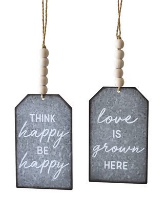 Galvanized Tags with Inspiration Text & Beaded Hanger