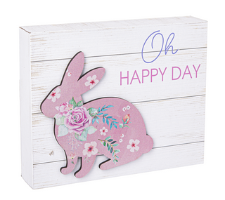 Easter Floral Bunnies - Wooden Blocks