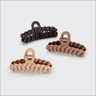 Eco-friendly Chain Claw Clip 3pc Set - Neutral