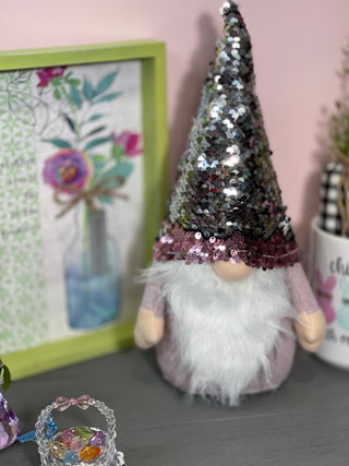 Pink Sequin Gnome