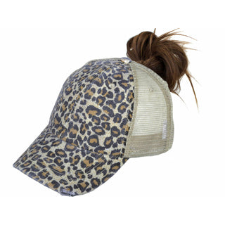 Leopard Trucker Ponytail Hat