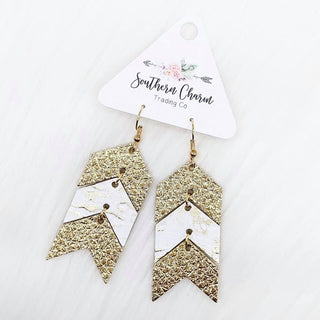 Metallic Gold/Gold & White Driftwood/Metallic Gold Mini Arrow Dangles (2.5")